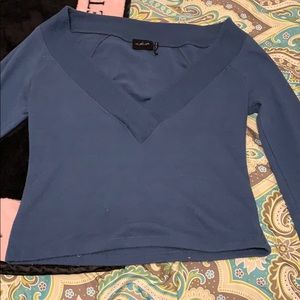 Blue Off-The-Shoulder Sweater